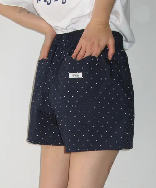 [RONRON] HEART POCKET TRUNK SHORT PANTS NAVY DOT