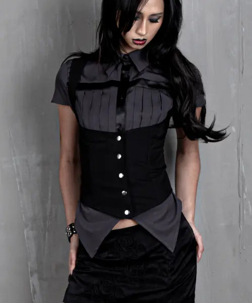 [DARLING, YOU'RE BAD] Back Corset Vest #Black