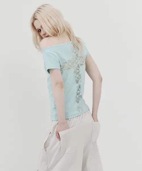 [SETUP-EXE] LACE CROSS T-SHIRT / MINT
