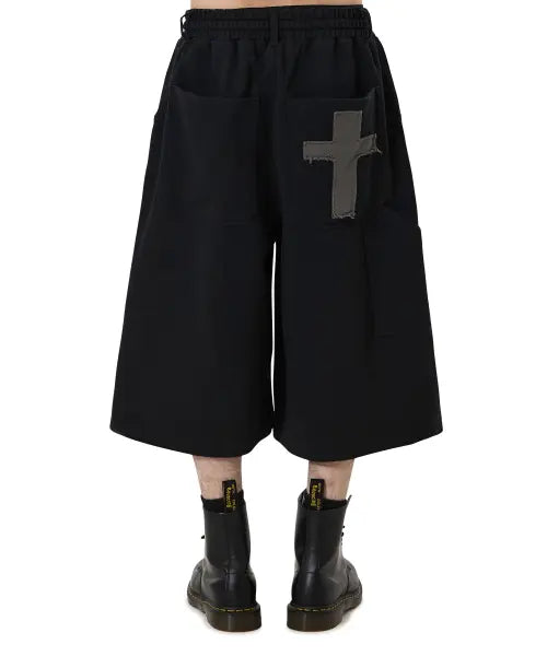 [OPENYARD(OY)] CROSS PATCH SWEAT SHORTS - BLACK