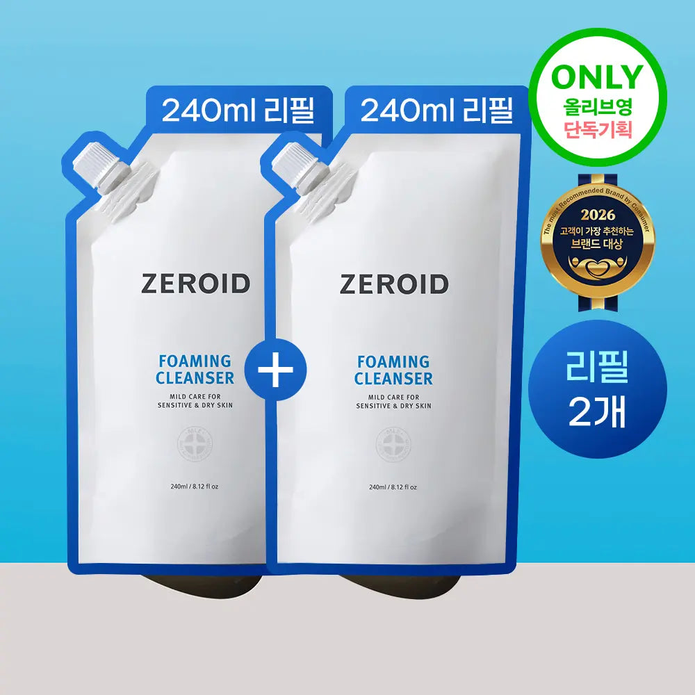 [ZEROID] Zeroid Foaming Cleanser 240ml Refill 2-Pack (Total 480ml) / 제로이드 포밍 클렌저 240ml 리필 2개입 기획 (총 480ml)
