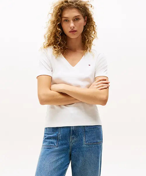 [TOMMY HILFIGER] Slim V-Neck T-Shirt / 슬림 브이넥 티셔츠 (T22G1TTO051WT102Z)