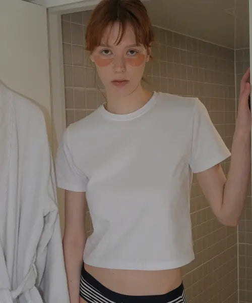 [108POUND] Base Crop Tee_White