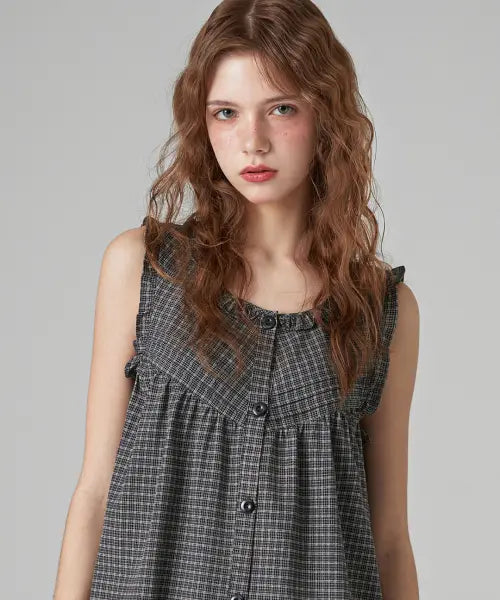 [DOSSY] Silk Fit Dust Sleeveless Pajama Set / 실크핏 더스트 민소매 잠옷 세트
