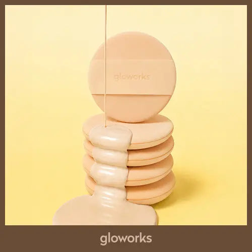[gloworks] GLOW WORKS Thin-Cover Fixing Puff 3p + Case / [NEW] 글로웍스 씬-커버 픽싱 퍼프 3p (+케이스 증정)
