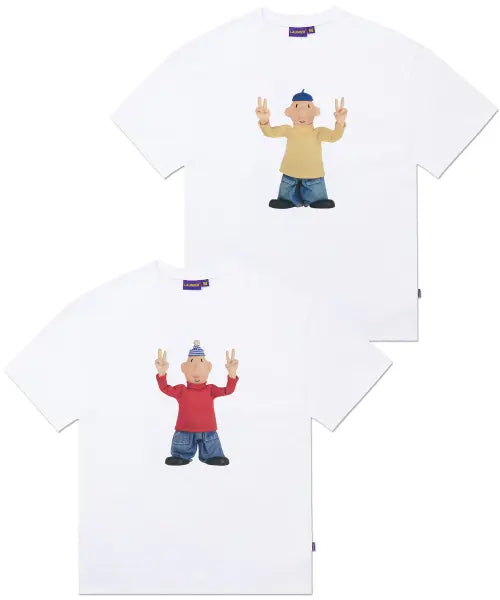 [LAUGHER] [2PACK][PAT\u0026MAT] MOTION MAT\u0026PAT T-SHIRT - WHITE / [2PACK][PAT\u0026MAT] 모션 매트\u0026패트 티셔츠 - 화이트