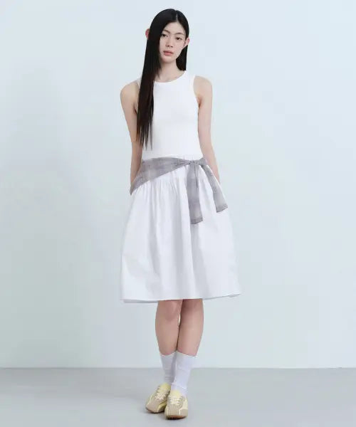 [MUSINSA STANDARD WOMAN] Women's Tank Top Combo Dress [White] / 우먼즈 탱크 탑 콤비 드레스 [화이트]