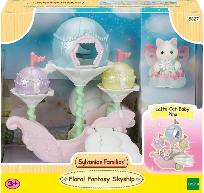 [실바니안 패밀리] Sylvanian Families 5827 Latte Cat's Dreaming Airship Playset / [실바니안 패밀리] 5827-라떼 고양이의 꿈꾸는 비행선 소품 인형 피규어 세트