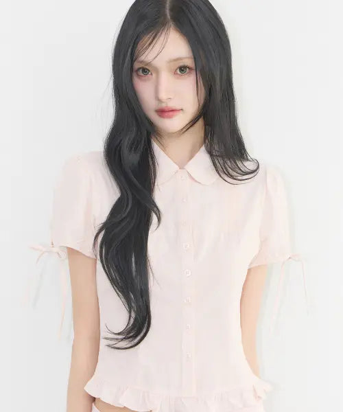 [ILLIGO] SERA PUFF BLOUS PINK / 세라 퍼프 블라우스 핑크
