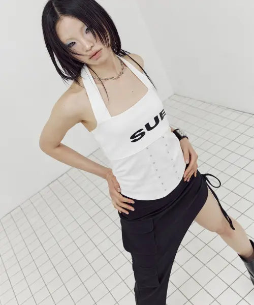 [SETUP-EXE] LOGO HALTER TANK TOP / IVORY