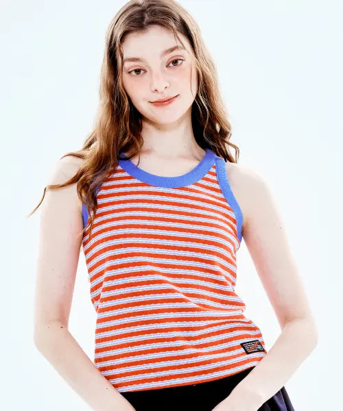 [SOIFUCAN] Retro Stripe Terry Tank To / 레트로 스트라이프 테리 탱크탑 나시