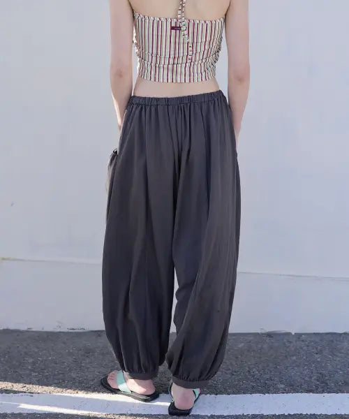 [MICHIKO LONDON KOSHINO] Button Detail Shirring Pants Charcoal / 버튼 디테일 셔링 팬츠 차콜