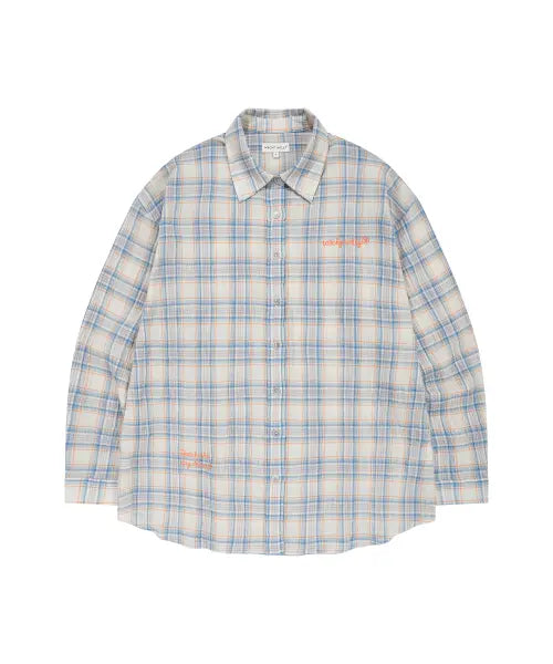 [WACKY WILLY] Women's Oversized Check Shirt - Blue / 우먼스 오버핏 체크 셔츠 블루