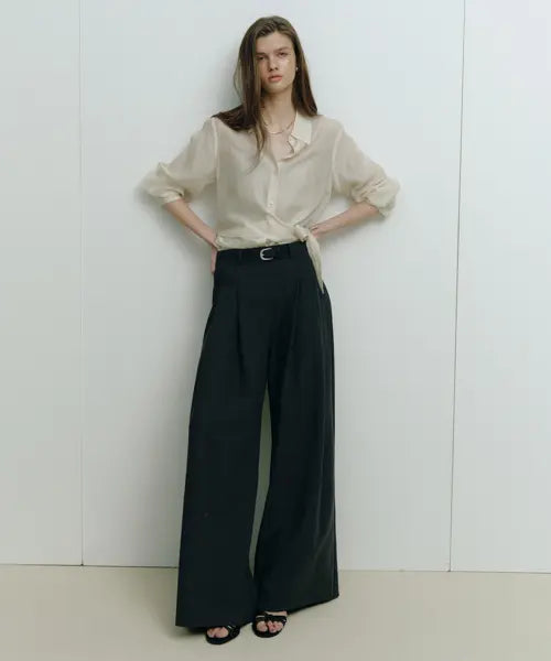 [CELEBSHOP EDITION] 26SS Belted Two-Tuck Drape Pants / 26SS 벨티드 투턱 드레이프 팬츠
