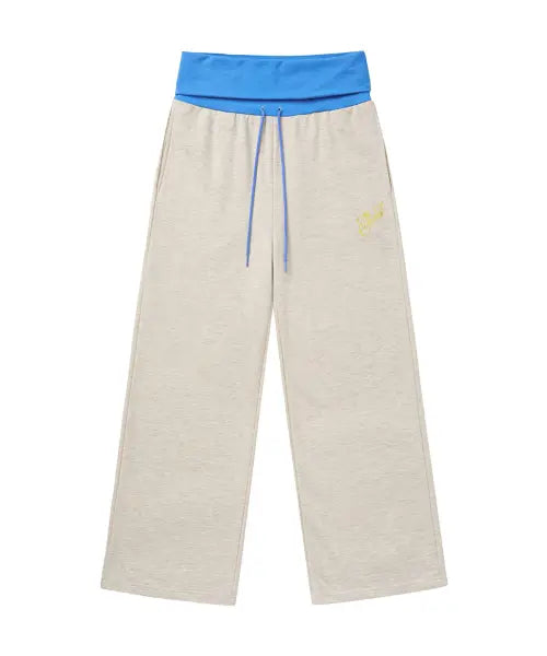 [DEINET] ROSE DOUBLE SWEAT PANTS IN MELANGE WHITE