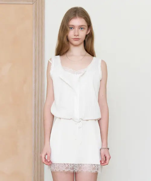 [TTUDEMENT] GAUZE SLEEVELESS BLOUSE_WHITE