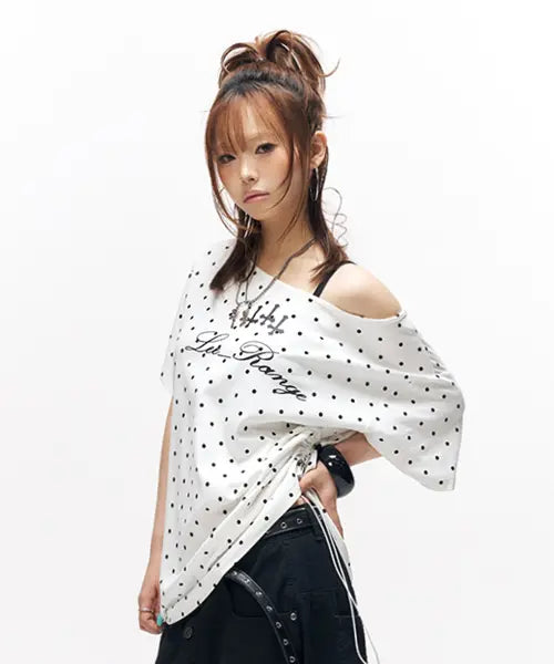 [SCHISM INDUCING] DOT CROSS STRING T SHIRT WHITE