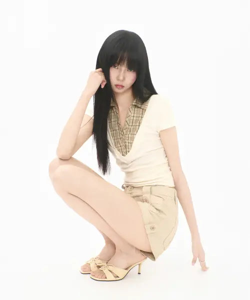[MIRECO] LAYERED COLLAR T LEMON BUTTER