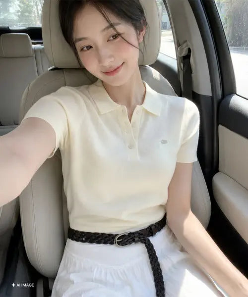 [GENERALIDEA] woman airy essential collar half knit [ivory] / 에어리 에센셜 카라 하프 니트 [IVORY] / WBE2L05513