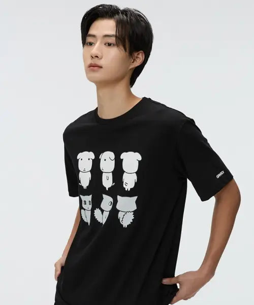 [SPAO] [GANADI] Short Sleeve T-Shirt (Graphic Black) / [가나디] 반팔 티셔츠(GRAPHIC BLACK)_SPRLG25U09