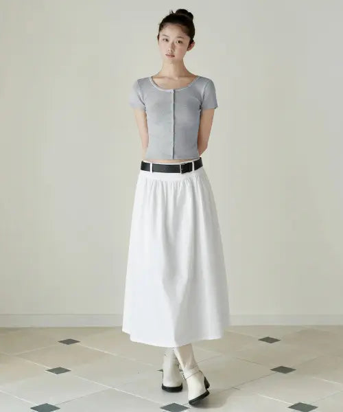 [MUSINSA STANDARD WOMAN] Women's Poplin Low Waist Long Skirt [White] / 우먼즈 포플린 로 웨이스트 롱 스커트 [화이트]