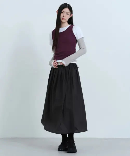 [MUSINSA STANDARD WOMAN] Womens Sheer Nylon Pleated Long Skirt [Black] / 우먼즈 시어 나일론 플리츠 롱 스커트 [블랙]