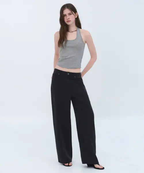 [MUSINSA STANDARD WOMAN] Women's Tencel Wide Denim Pants [Washed Black] / 우먼즈 텐셀 와이드 데님 팬츠 [워시드 블랙]