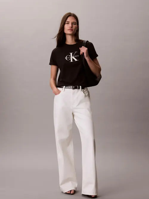 [CALVIN KLEIN JEANS] Women's Acid Wash Hero Monogram Short Sleeve T-Shirt 47G825G UB1 / 여성 애시드워시 히어로 모노로고 반팔 티셔츠 47G825G UB1