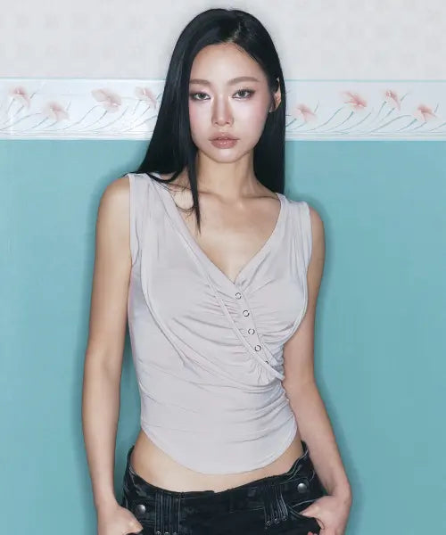[PLEASENOFOLLOW] Deba Sleeveless Top (Silver Grey)