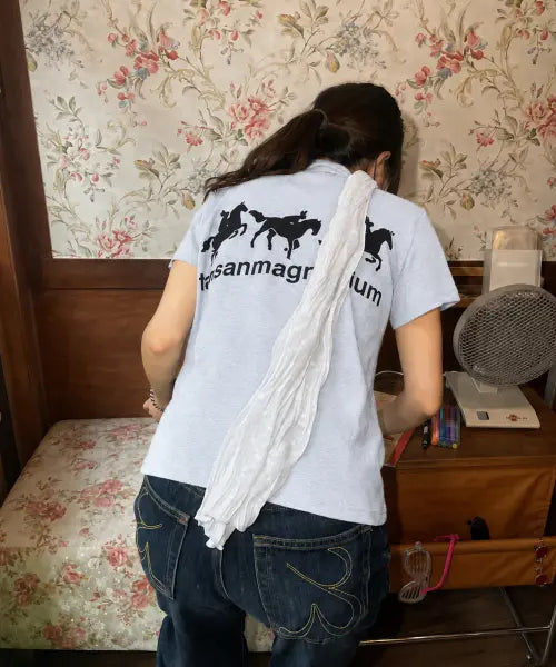 [TANSANMAGNESIUM] Horse Rabbit T-Shirt (Skyblue/White) / 홀스 래빗 티셔츠 (스카이블루/블랙)