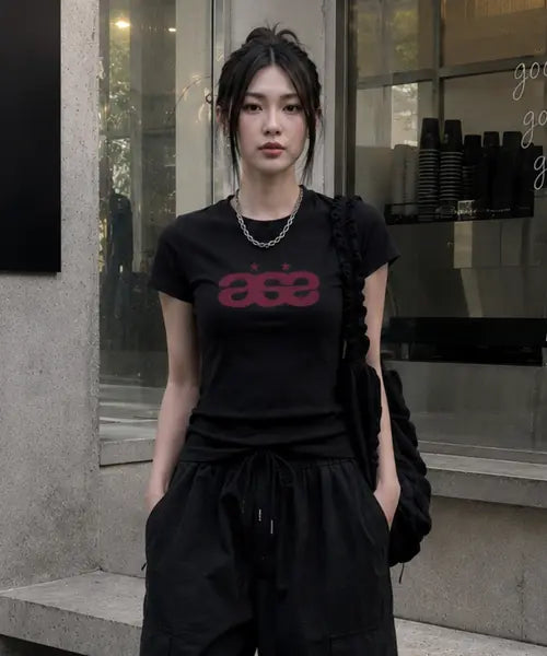 [PEID] PD Ase Slim Fit Short Sleeve T-Shirt Black / PD ase 슬림핏 반팔티 블랙