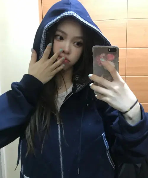 [MIXXO] Colorblock Zip-Up Hoodie / 체크배색 후드집업_MIWJMG426C