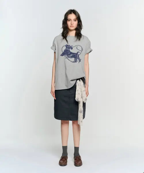 [SUNBURNPROJECT] HEART DOG OVERFIT T-SHIRT, MELANGE GRAY