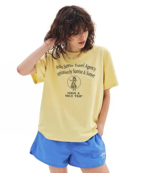 [HELLO SUNRISE] Hula Girl Tee_VTG Yellow