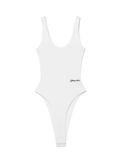 [GLOWNY] G SCOOP NECK WAFFLE BODYSUIT (WHITE)
