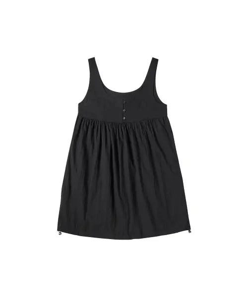 [COMONINOZ] W SHIRRING MINI ONE-PIECE [BLACK]