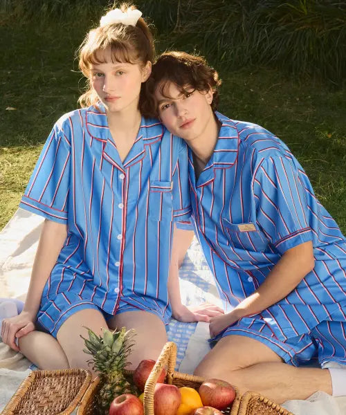 [PINKZONE] Unisex Short Sleeve Pajama Set (Top & Bottom) / [SET] 남녀공용 반팔 파자마 상하의 세트 28종 모음전