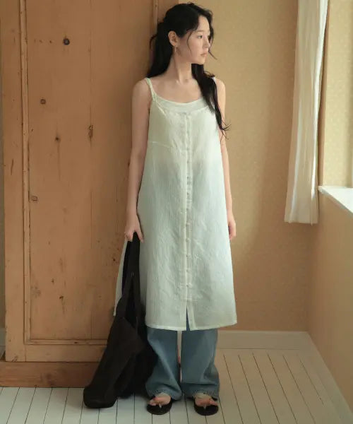 [WEDNESDAYOASISFORWOMEN] Moa Layered Sleeveless Dress_IVORY(WB6OP03) / 모아 레이어드 슬리브리스 원피스_IVORY(WB6OP03)