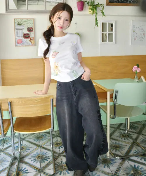 [SECONDSALT] BALLOON DAMAGED DENIM PT (RAW BLACK) / 벌룬 데미지 데님 팬츠 (로우블랙)