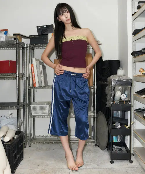 [LARTIGENT] L25 GLOW CAPRI PANTS(NAVY)