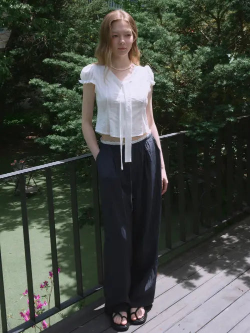 [EIGHT DAYS A WEEK] AD701 Two-Tone Banding Pants Navy / AD701투톤밴딩팬츠 네이비