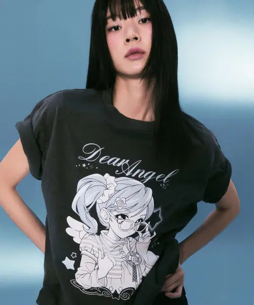 [SPAO] miigo Short Sleeve T-Shirt (Charcoal) / [miigo] 반팔 티셔츠(CHARCOAL)_SPRLG25U20