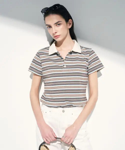 [TNGT] W Stripe Polo (Light Blue) TNTS6E207B2