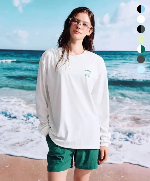 [LAZYBEE] Air Fresh String Long Sleeve Rashguard + Swim Shorts Set / [SET] 에어프레쉬 스트링 롱슬리브 래쉬가드 + 스윔 쇼츠 세트 W (7컬러)