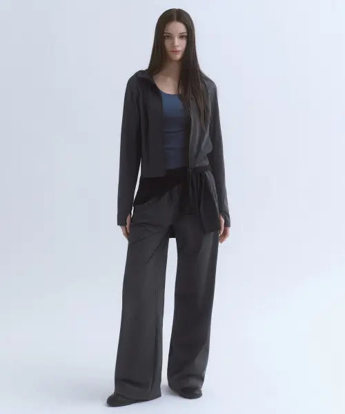 [MUSINSA STANDARD WOMAN] Women's UV Protection Cooling Jersey Hooded Zip-Up [Dark Grey] / [UV 프로텍션] 우먼즈 쿨링 저지 후디드 집업 [다크 그레이]
