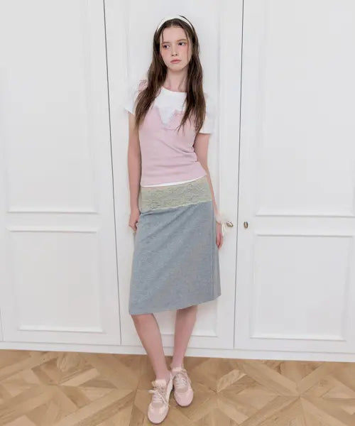 [MIXXO] Lace Banding Skirt / 레이스 밴딩 스커트_MIWWMG917C