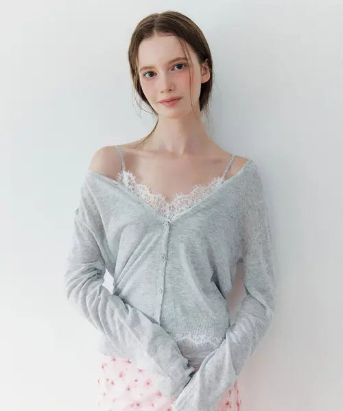 [MIXXO] Lace Point See-through Cardigan / 레이스 포인트 시스루 가디건_MIWCKG929T