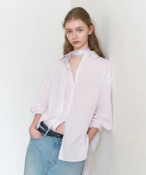 [TTUDEMENT] STRIPED SUMMER OVERSHIRT_PINK