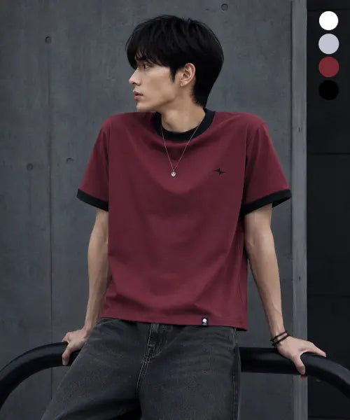 [GHOST REPUBLIC] Cropped Ringer Short Sleeve T-Shirt 4Color GT-394 / 크롭 링거 반팔티 4Color GT-394