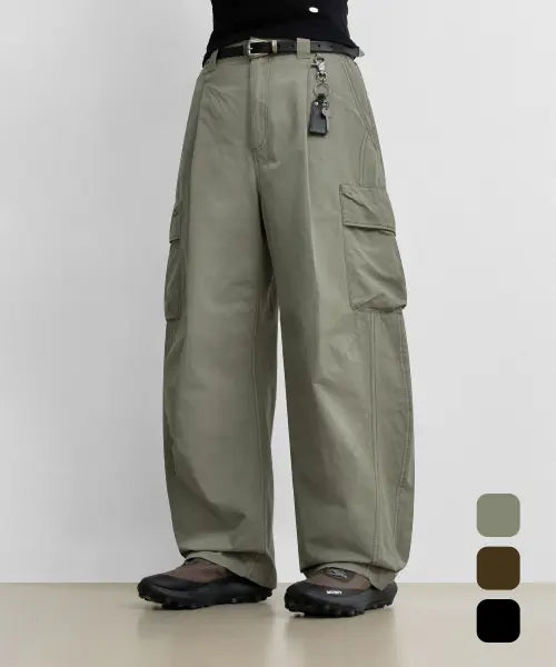 [EUGGEN] ONE-TUCK WIDE CARGO BANDING PANTS_3 COLOR / 원턱 와이드 카고 밴딩 팬츠_3 COLOR
